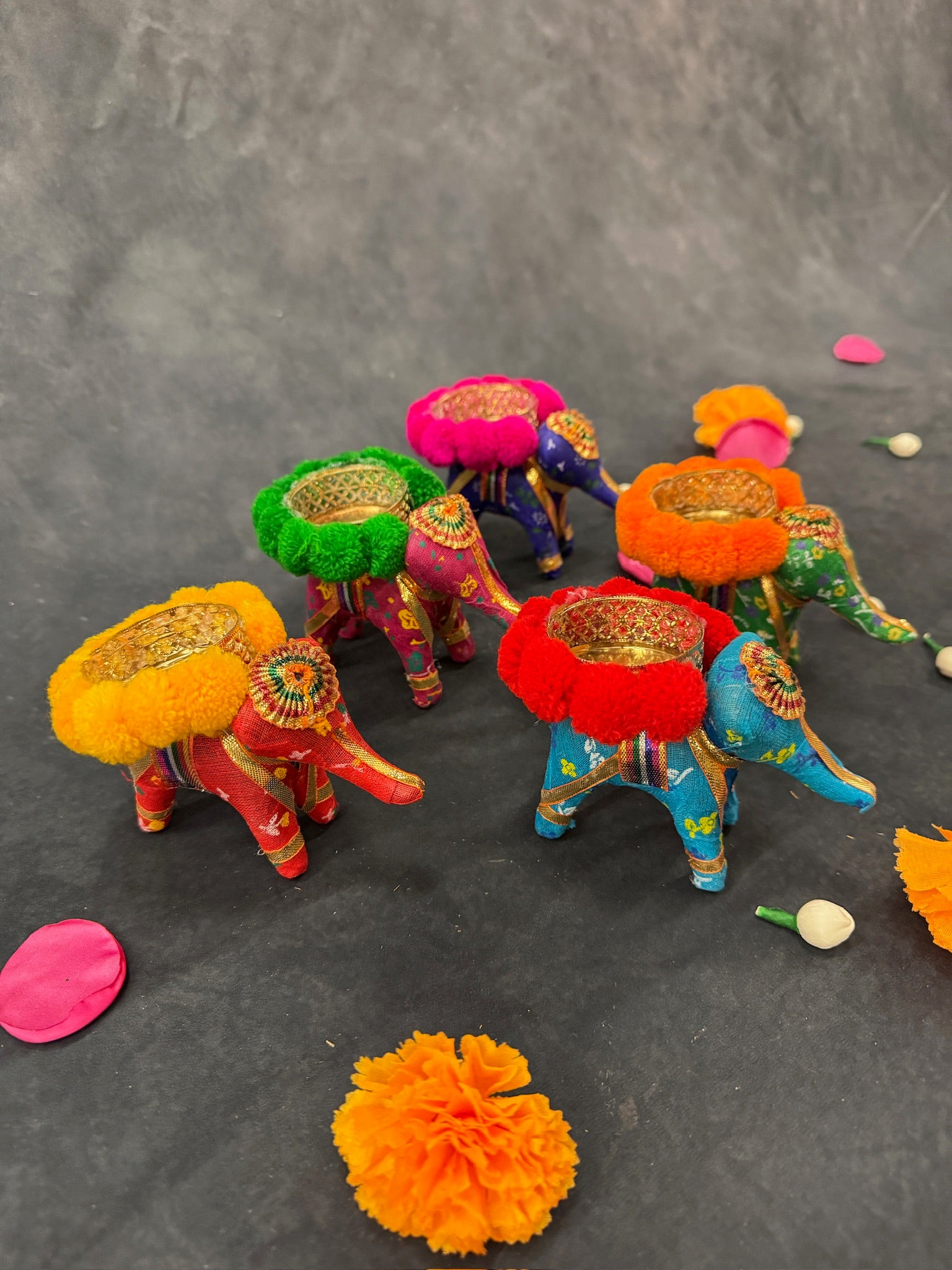 Elephant Pom Pom Tea Light Holder Single