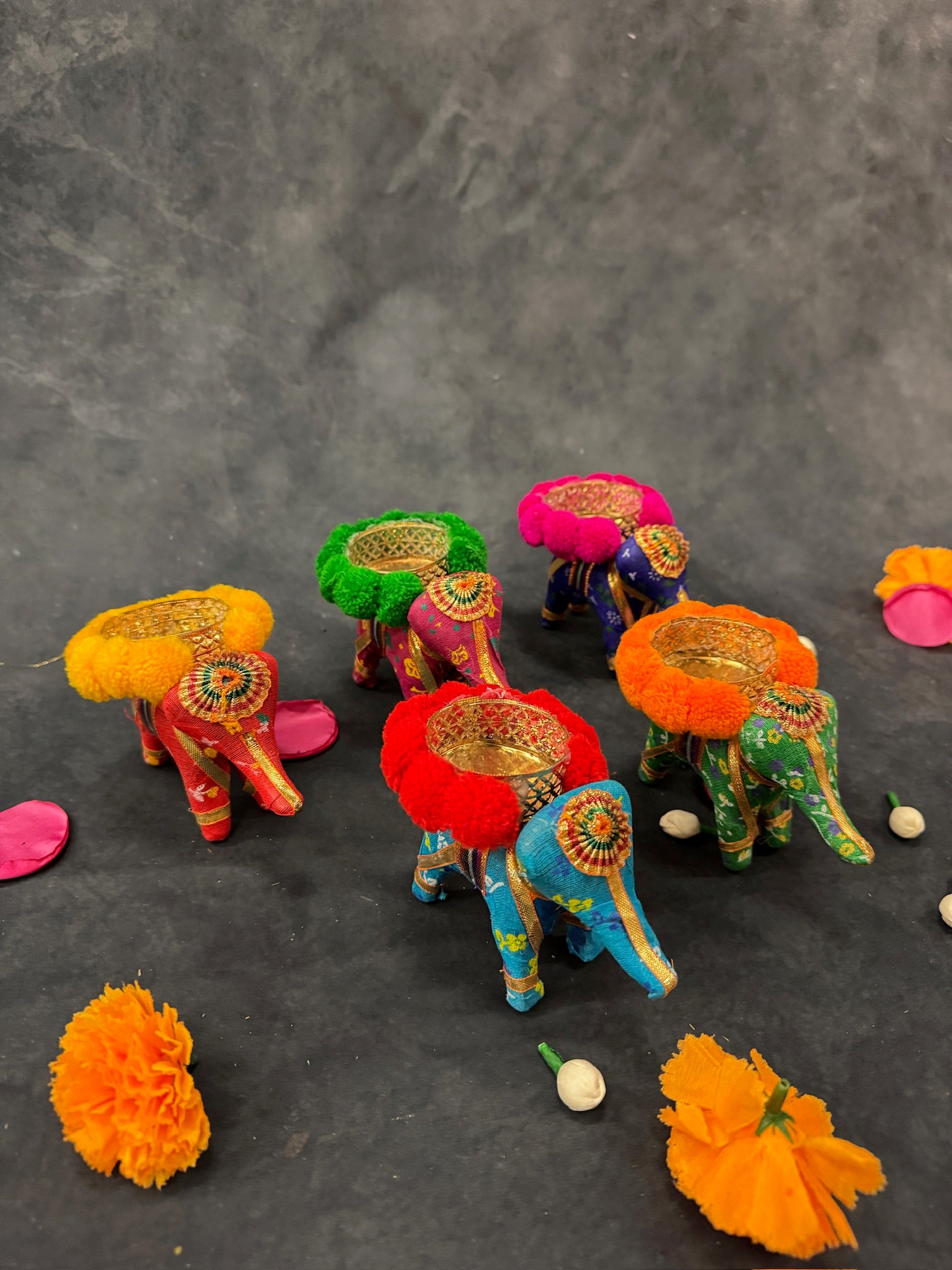 Elephant Pom Pom Tea Light Holder Single
