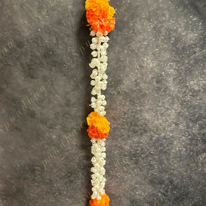 Marigold Mogra Flower Dangler With Bell - One String