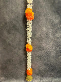 Marigold Mogra Flower Dangler With Bell - One String