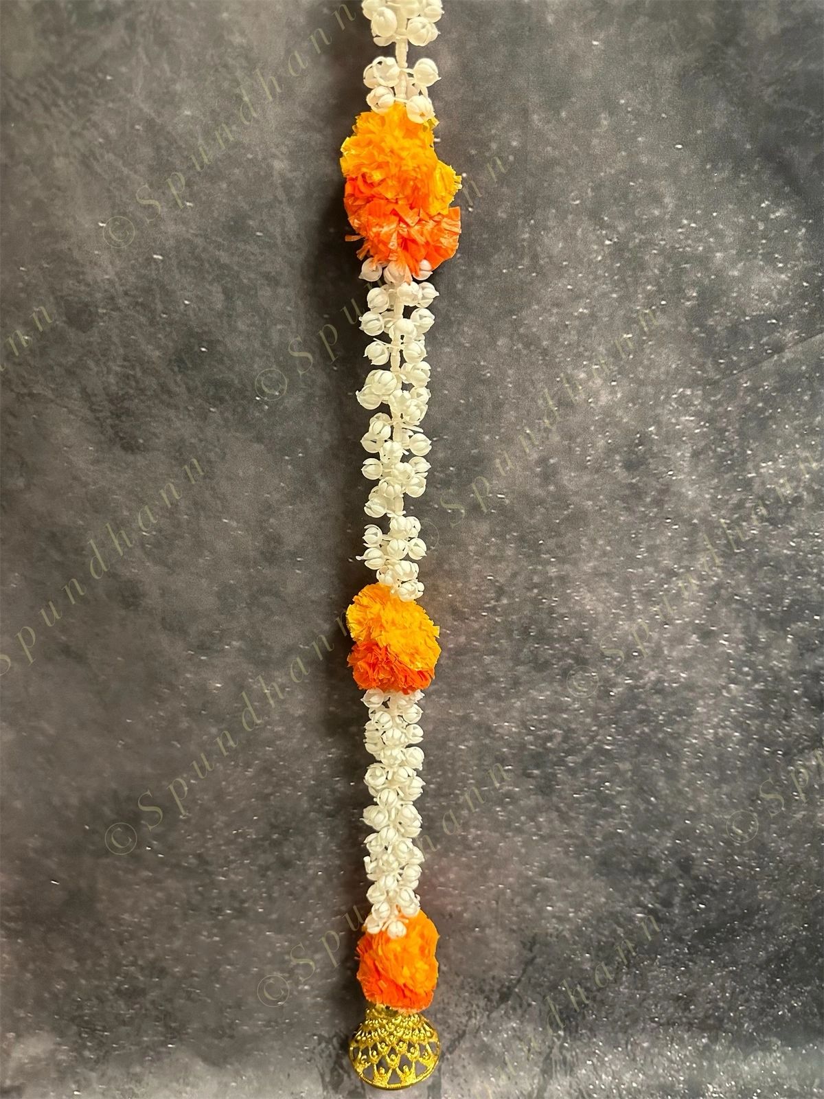 Marigold Mogra Flower Dangler With Bell - One String