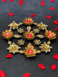 Embellished Floral & Gemstone Rangoli Tea Light Holder