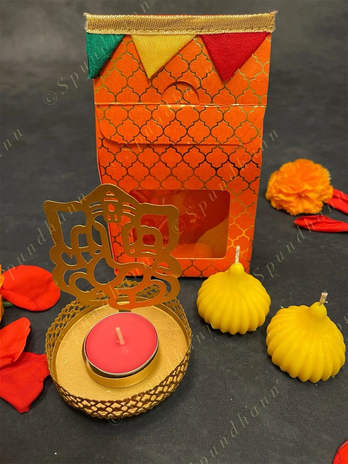 Gift Box with Shadow Tea light holder and Modak Candle