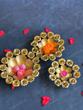 Golden Roses Floral Metal Urli