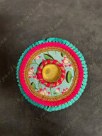Multicolor Frill Tea Light Holder with Lotus Pattern
