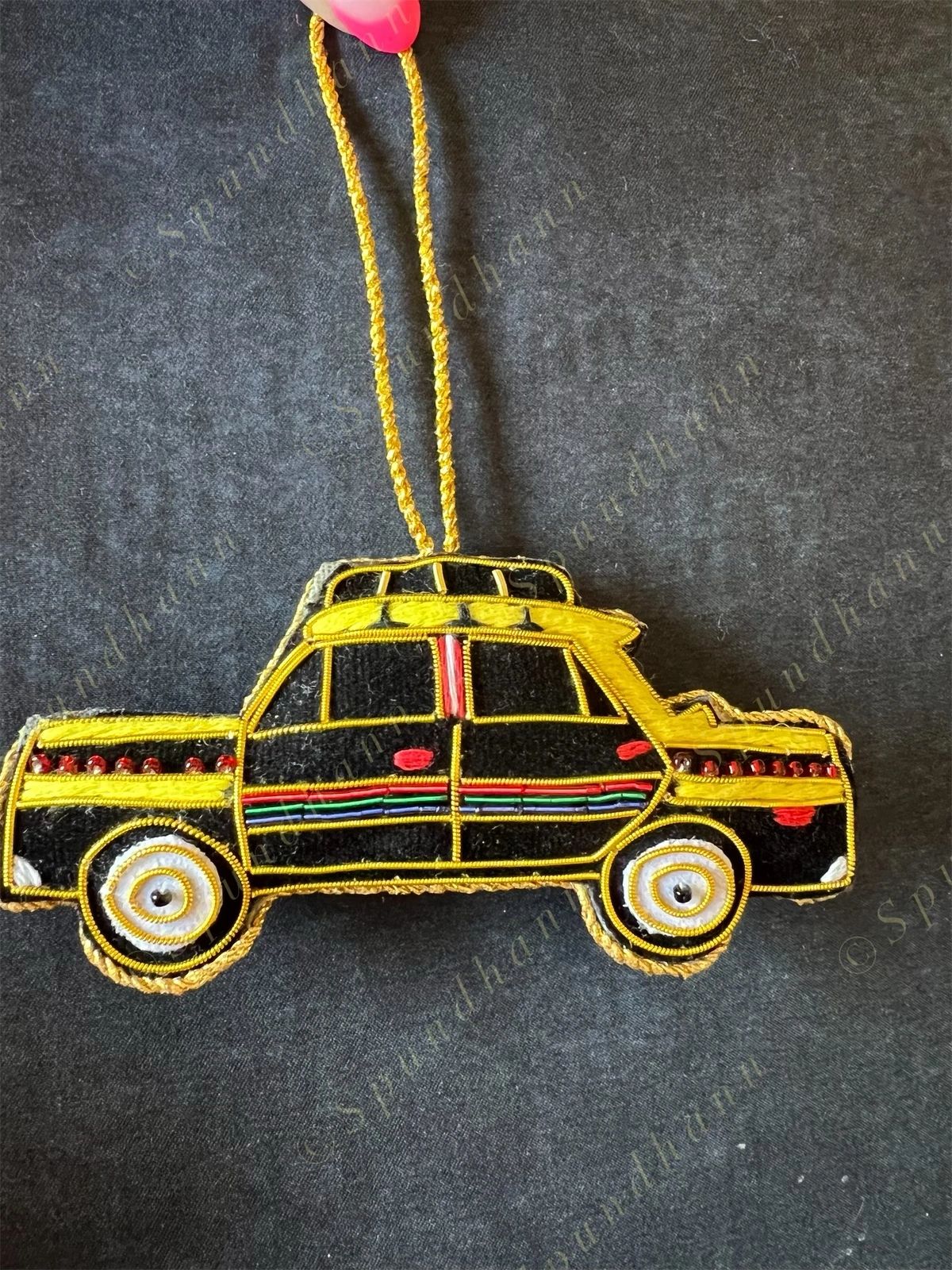 Embroidered Taxi-Cab Christmas Tree Ornament