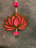 Lotus Hanging with pearl and pink Bead Set of 2
