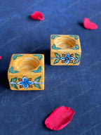 Ceramic Square Floral Painted Tea Light Holders