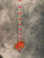 Lotus Hanging with pearl and pink Bead Set of 2