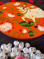 Kesari Pichwai Cow with Lotus Wall Hanging Plate