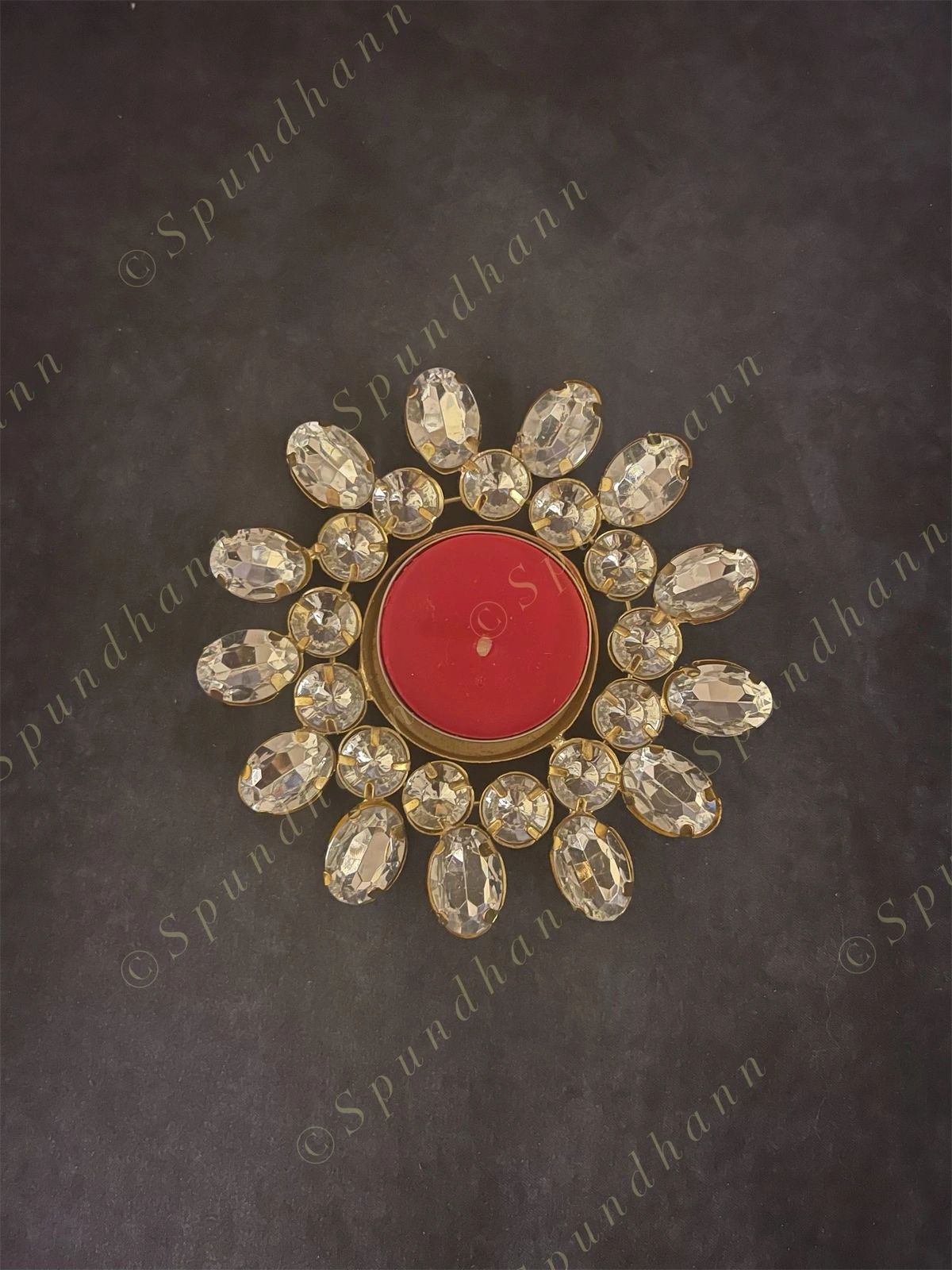 Oval Double White Studded Tea Light Holder