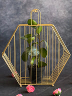 Golden Wire Hexagon Hanging Decor