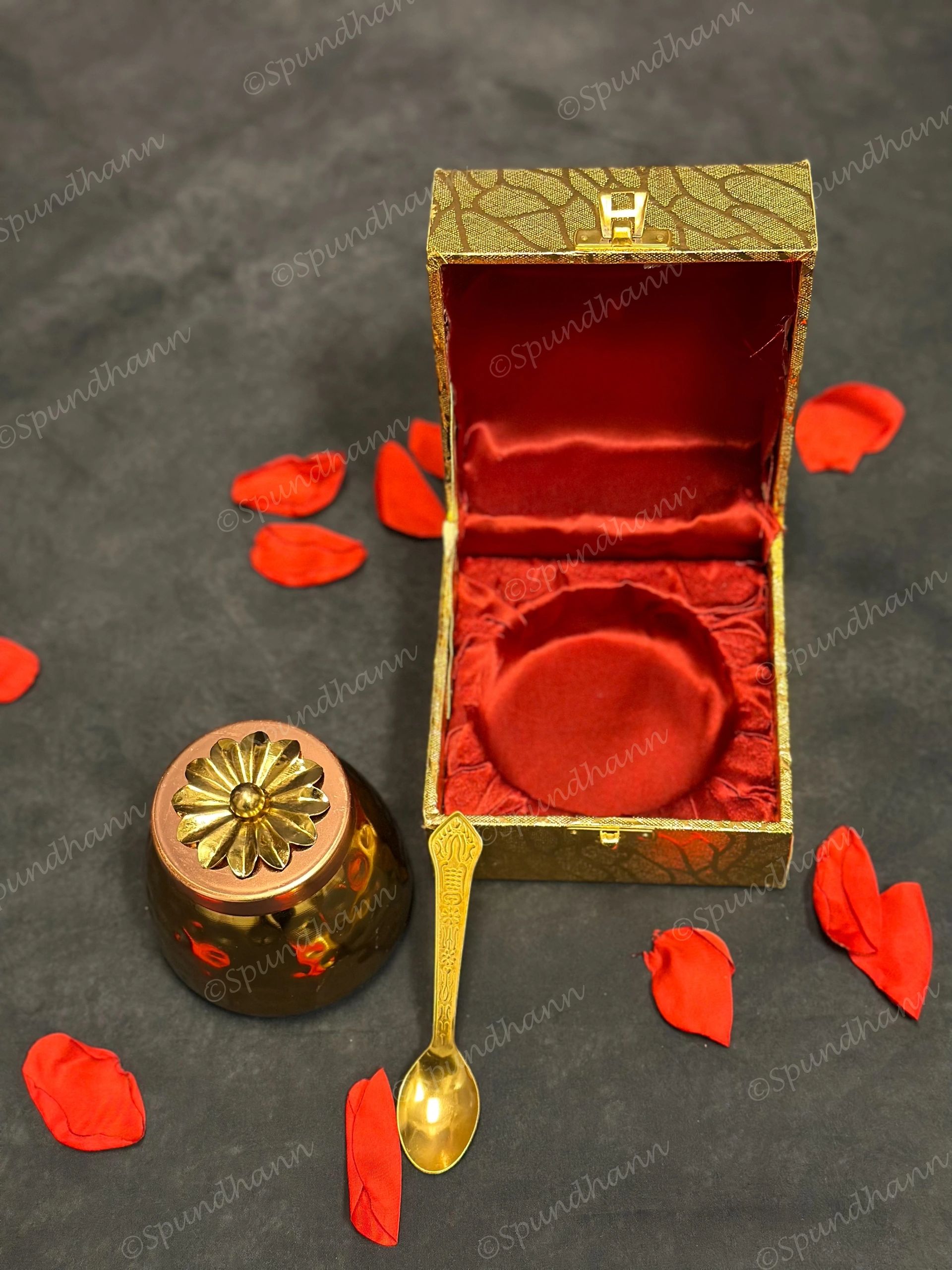 Hammered Small Canister with Decorative Box & Spoon