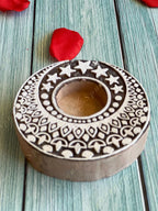 Moon & Stars Wooden Block Tea Light Holder