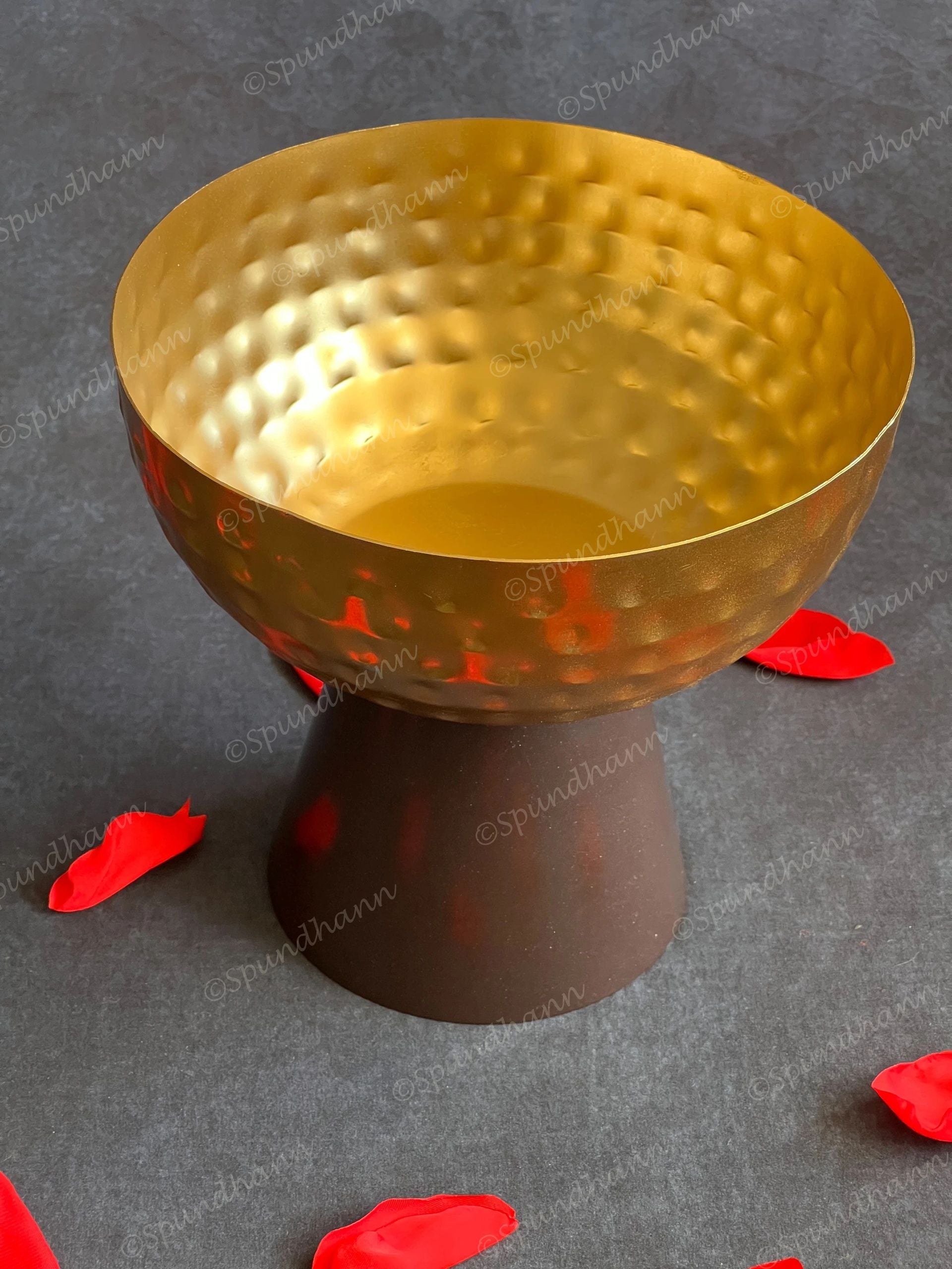 Hammered Gold Elevated Metal Dry Fruit Bowl