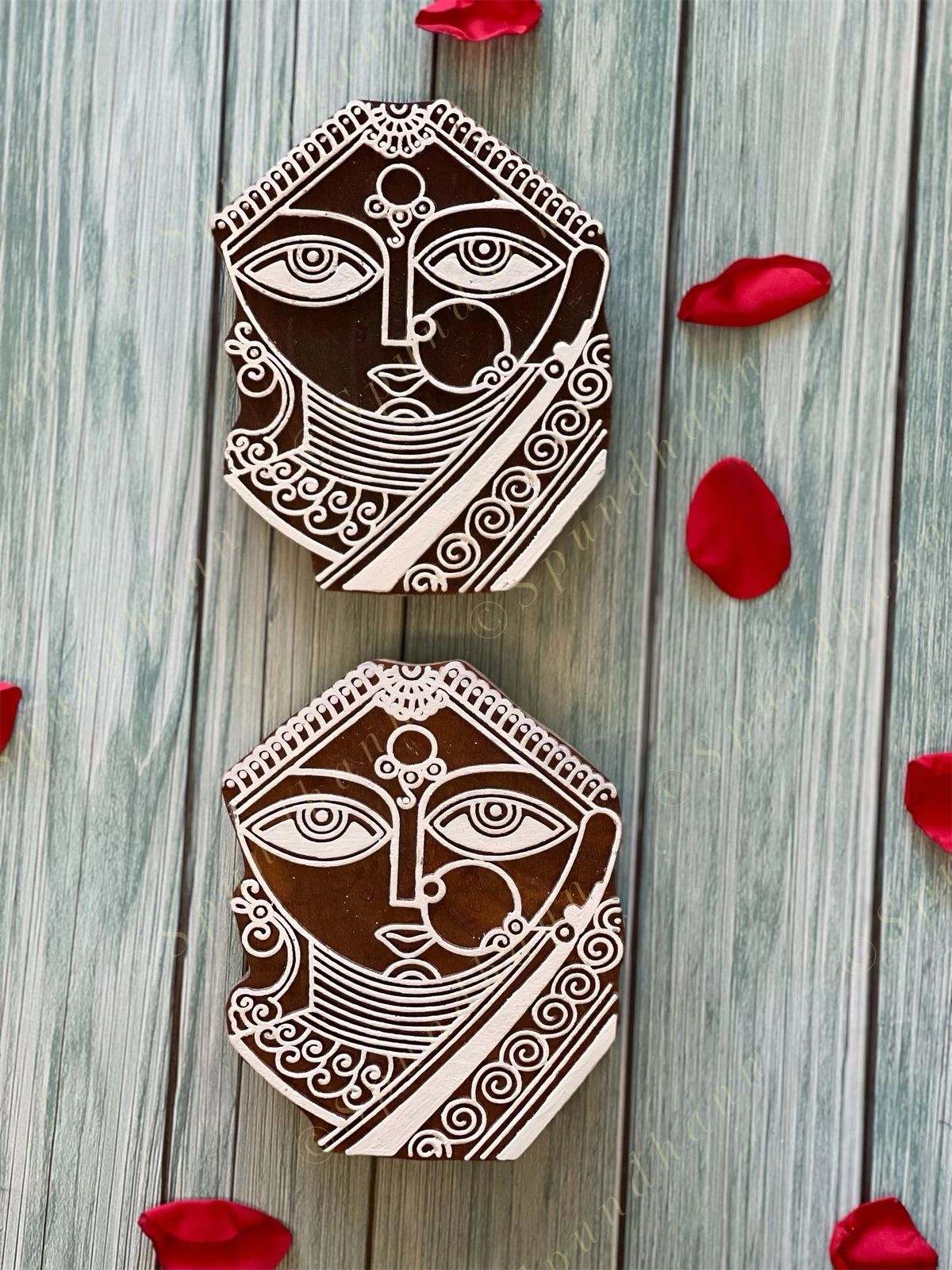 Tribal Lady Wooden Block Wall Hanging Decor
