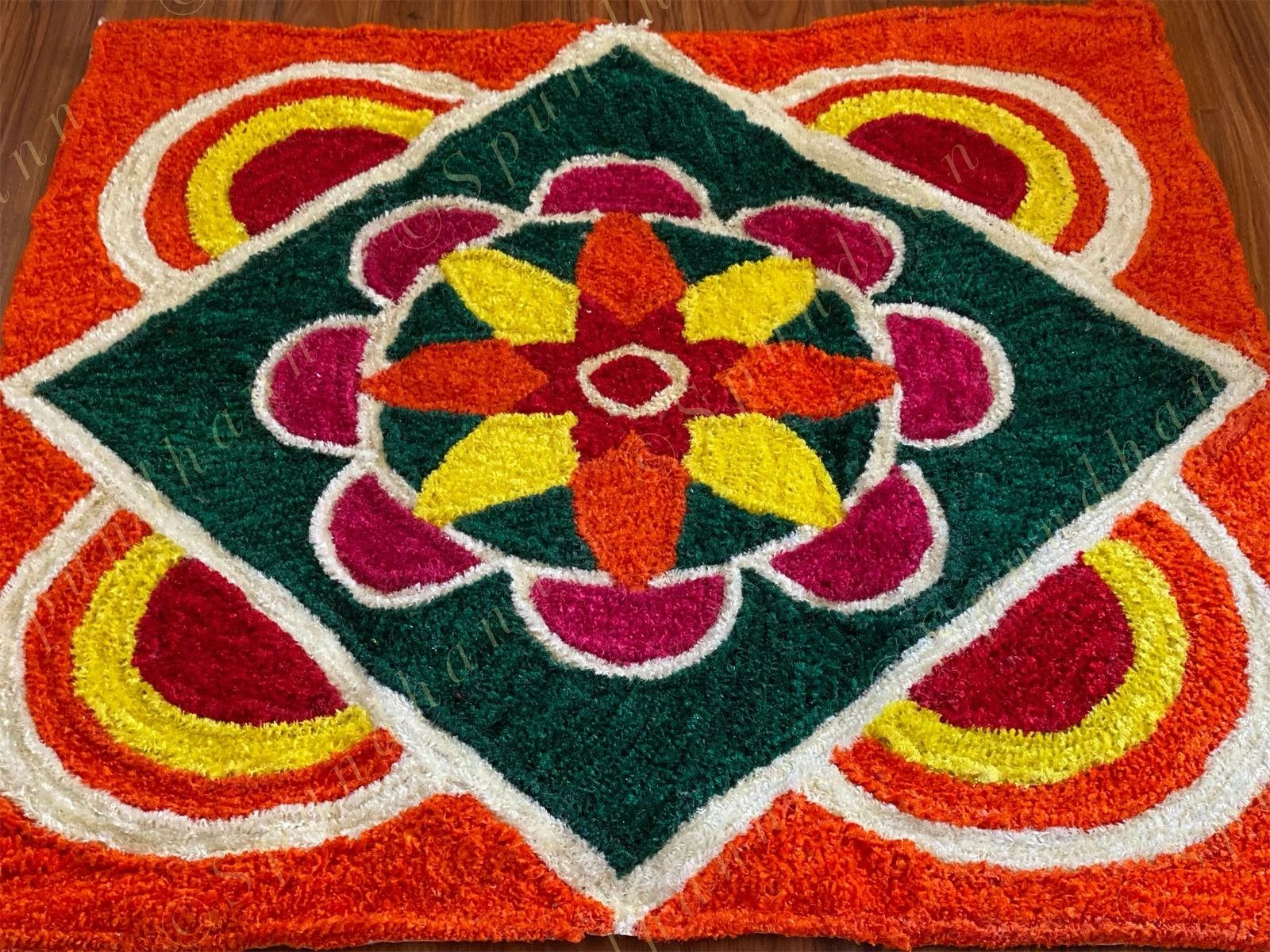 Square Floral Rangoli Mat