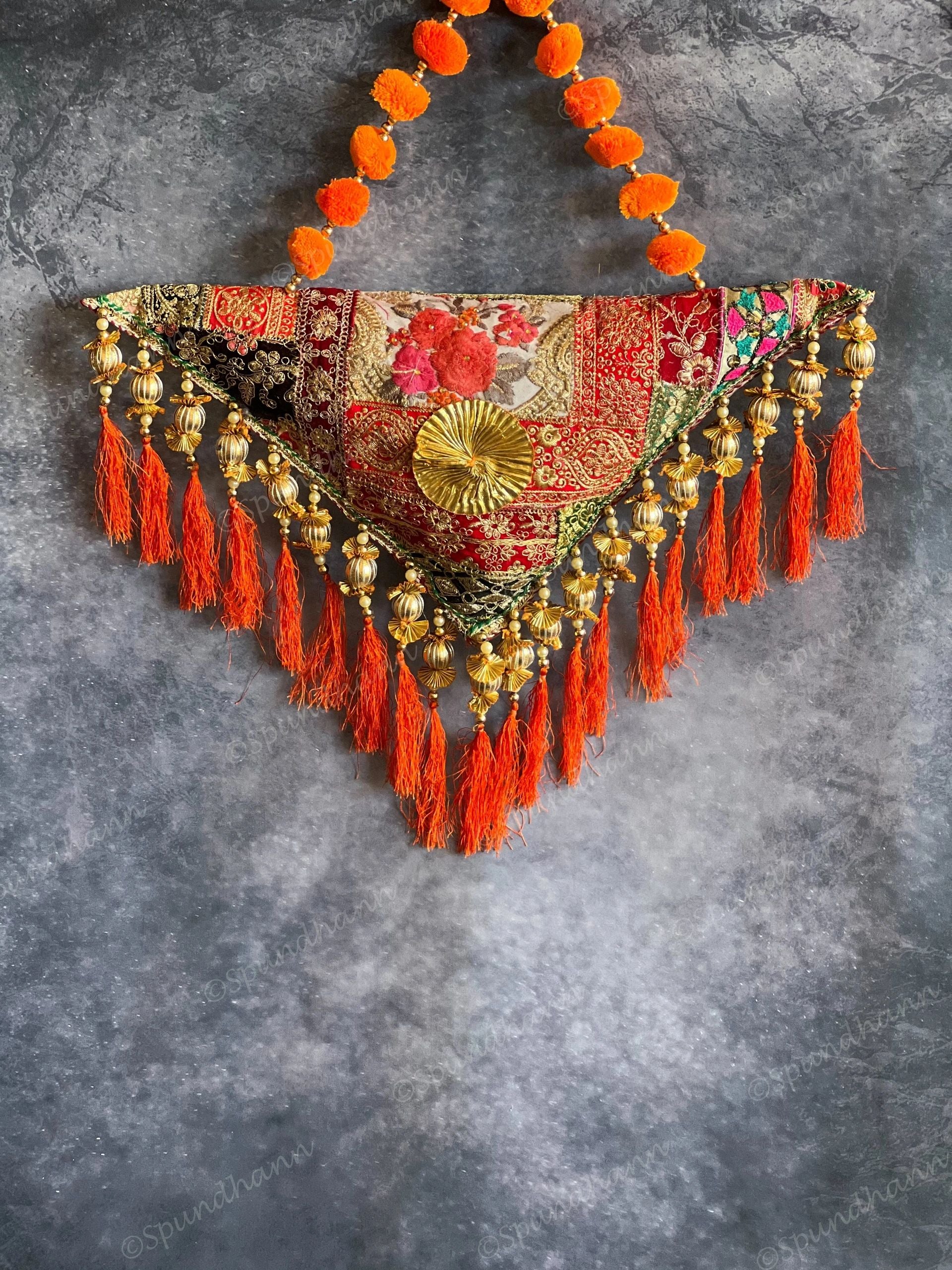Decorative Embroidered Triangle Hanging Pillow