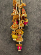 Lotus Wall Dangler with Gota, pearl and beads (Set of 2)