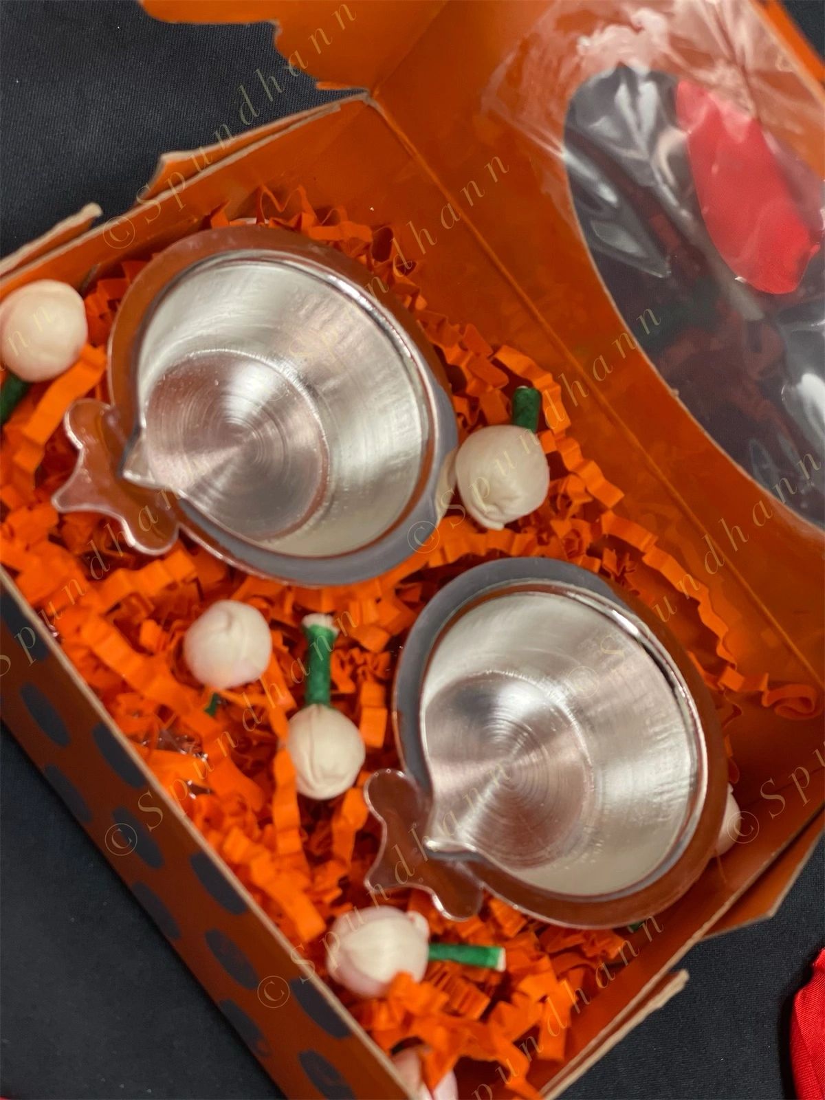 Paper Box with German Silver Tea Light Holders