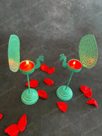 Blue Peacock Tea Light Holder