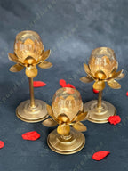 Standing Lotus Glass Tea Light Holder