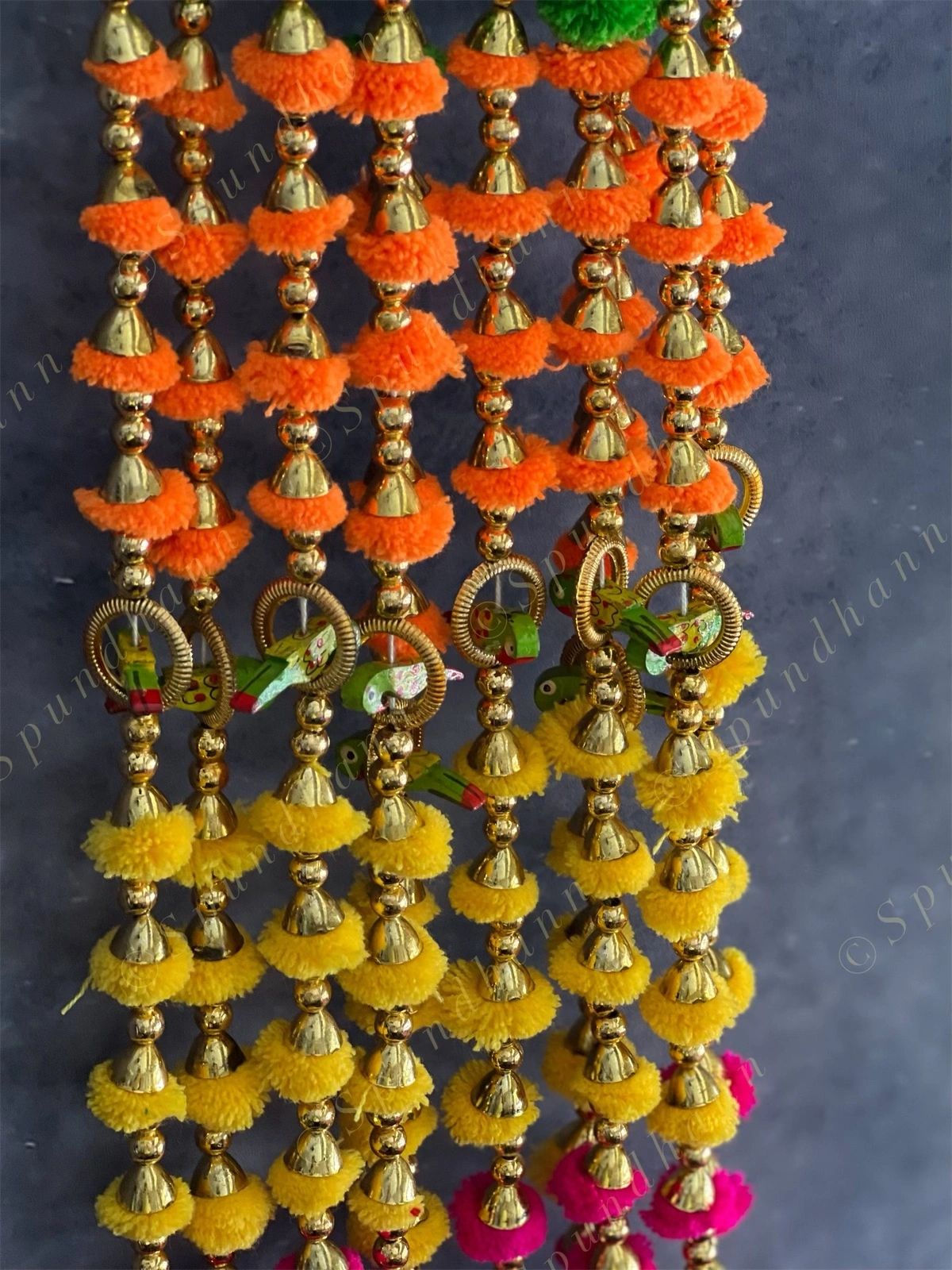 Pom Pom String with parrot & Bell Tassel - Set Of 2