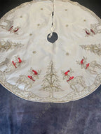 Embroidered Christmas Tree Skirt .