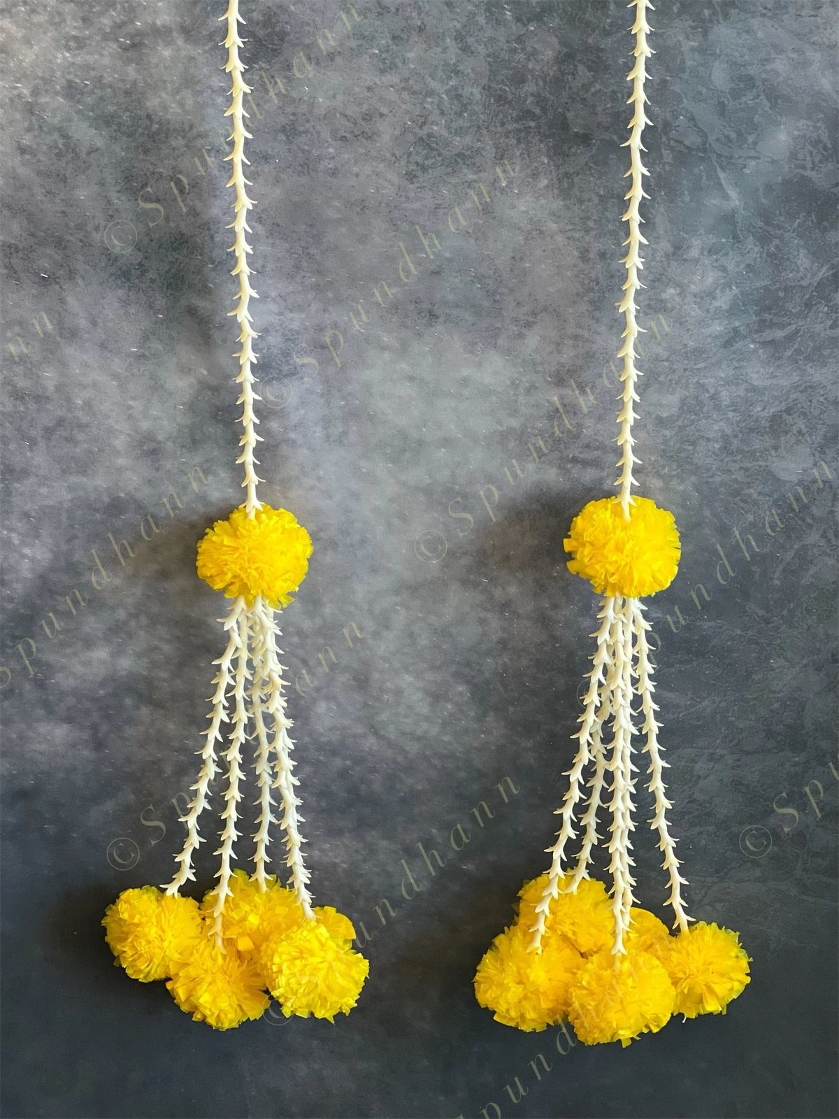 Marigold & Rajnigandha Dangler with Long Tassels - Set Of Two