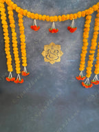 Marigold Strings Toran Wall Backdrop with Lord Ganesh