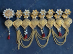 Foldable Metal & Gemstone Flower Toran