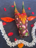 Rustic Nandi Cow Mask Wall Hanging Decor