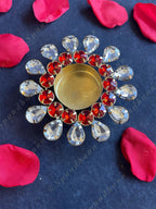 Red & White Stone Floral Tea Light Holder