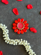 Red & Green Gemstone Studded Tea Light Holder