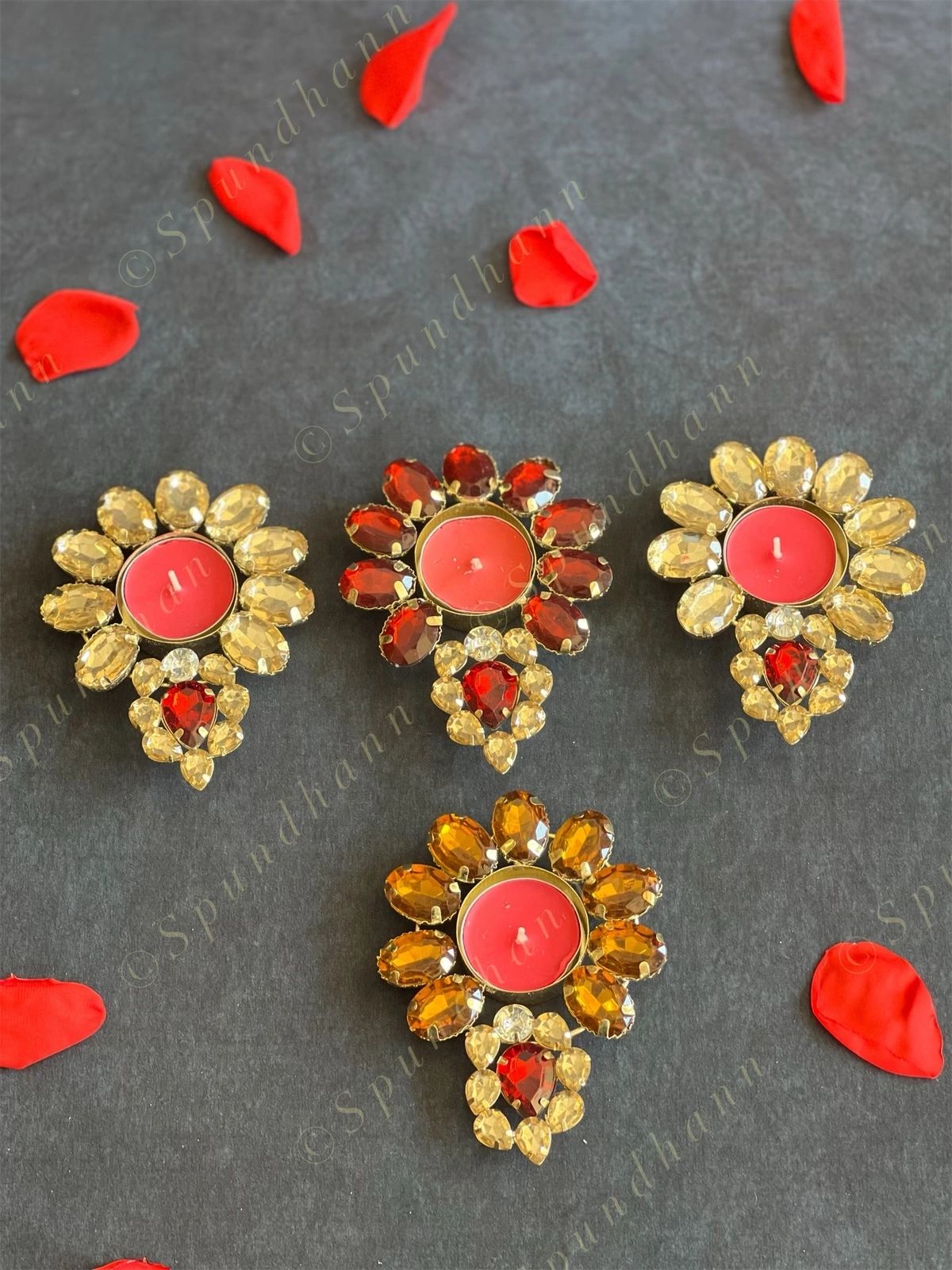 Royal Gemstone Studded Tea Light Holder