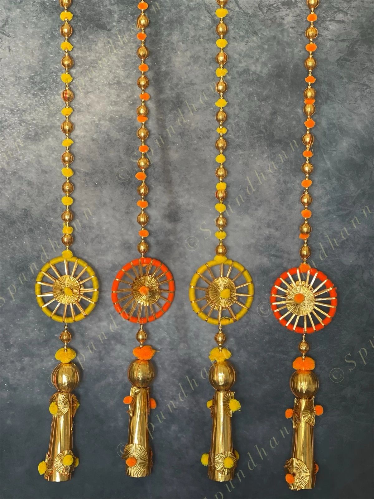 Pom Pom, Gota & Single Chakri Dangler Set of 2