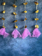 Gold Gota Strings Pink Net Dangler - Pack of 4 Strings
