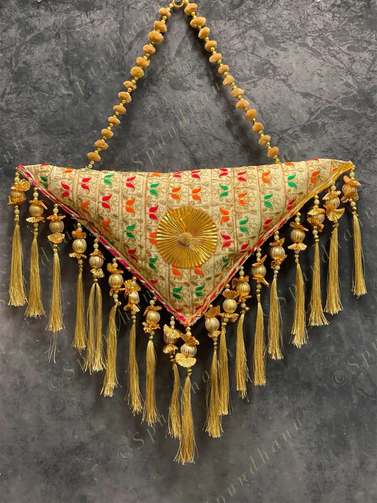 Decorative Embroidered Triangle Hanging Pillow