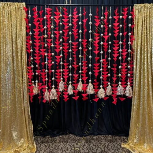 Golden Gota Beads and Tassel Bundle with Triangular Dangler