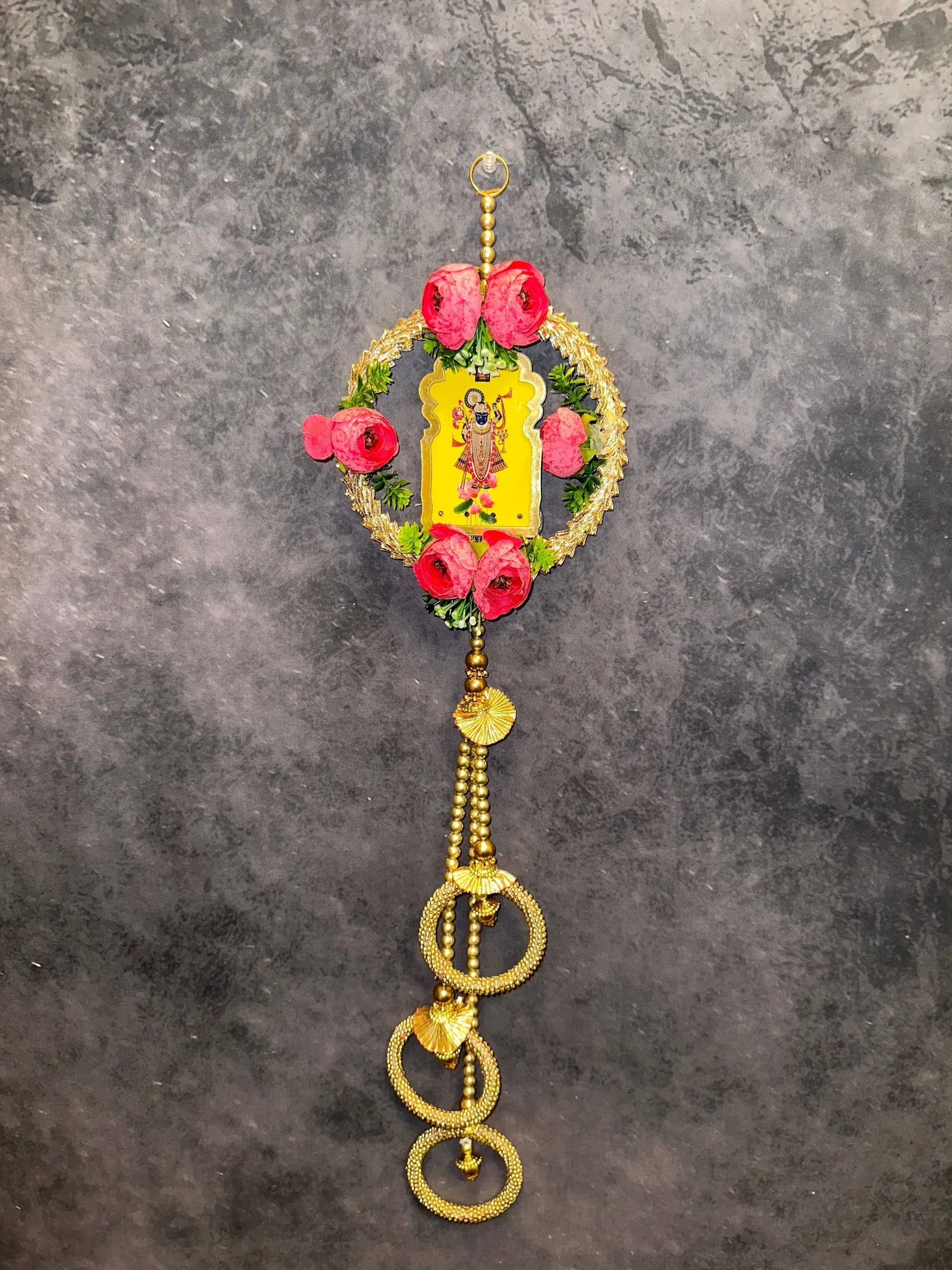 Gotapatti Ring, Pink Rose Buds and Pearl Shrinathji Dangler