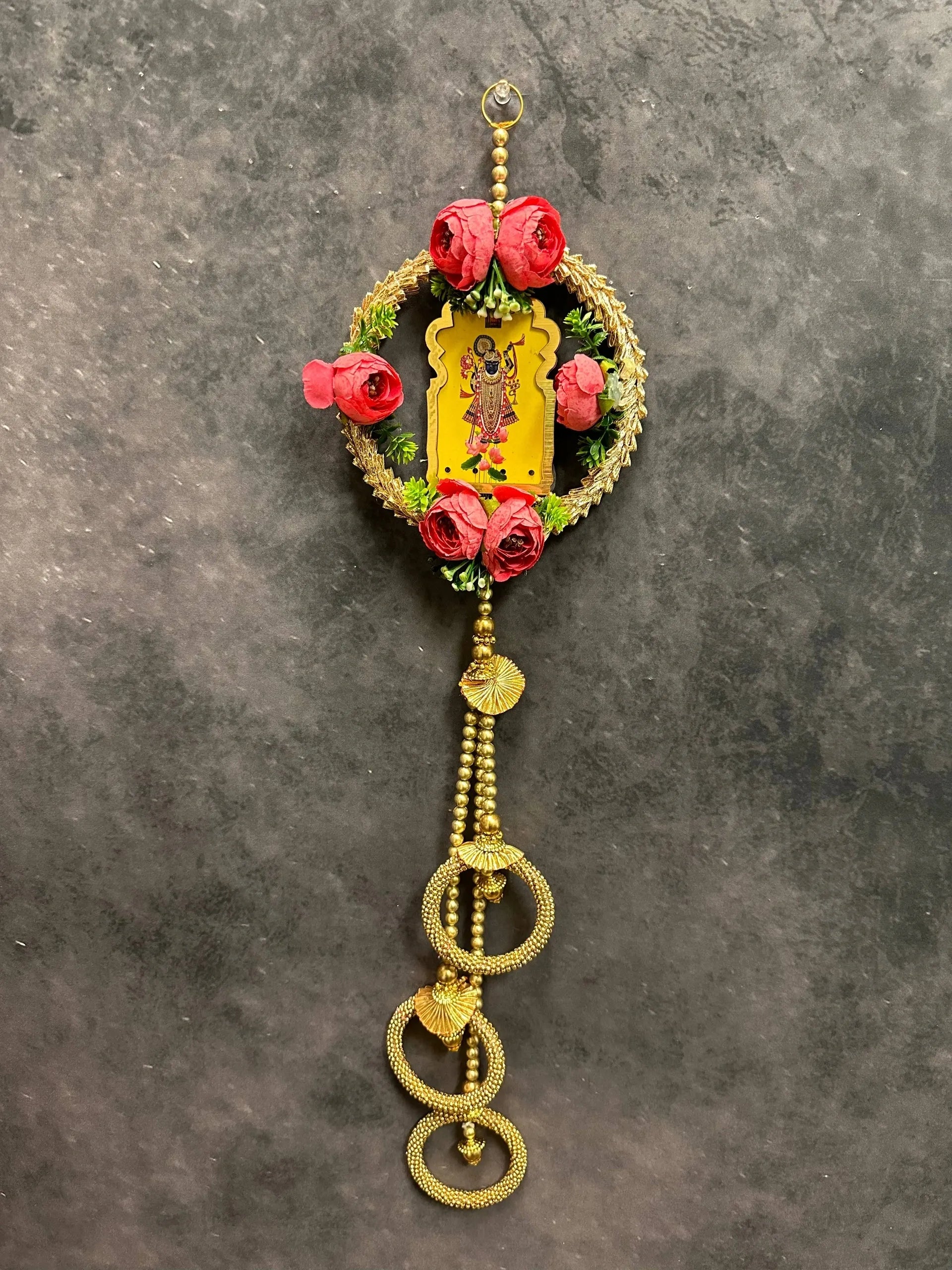 Gotapatti Ring, Pink Rose Buds and Pearl Shrinathji Dangler
