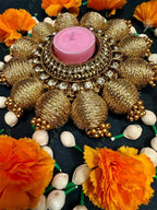 Gotapatti Beads and Decorative Stone Tealight Holder