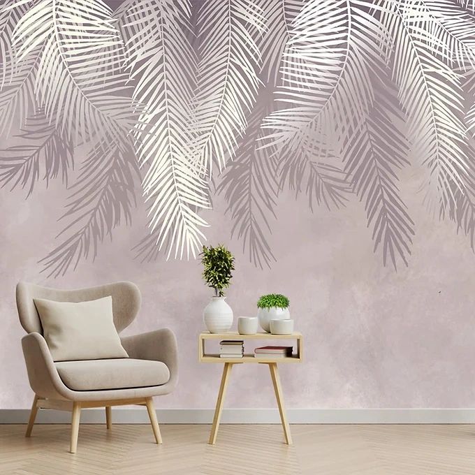 Life n Colors: Hanging Tropical Leaves Wallpaper Design