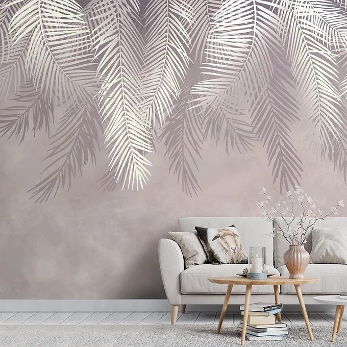 Life n Colors: Hanging Tropical Leaves Wallpaper Design