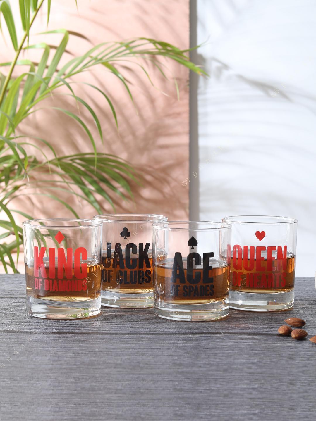 CARDS WHISKEY GLASS SET OF 4 (SET OF 4)