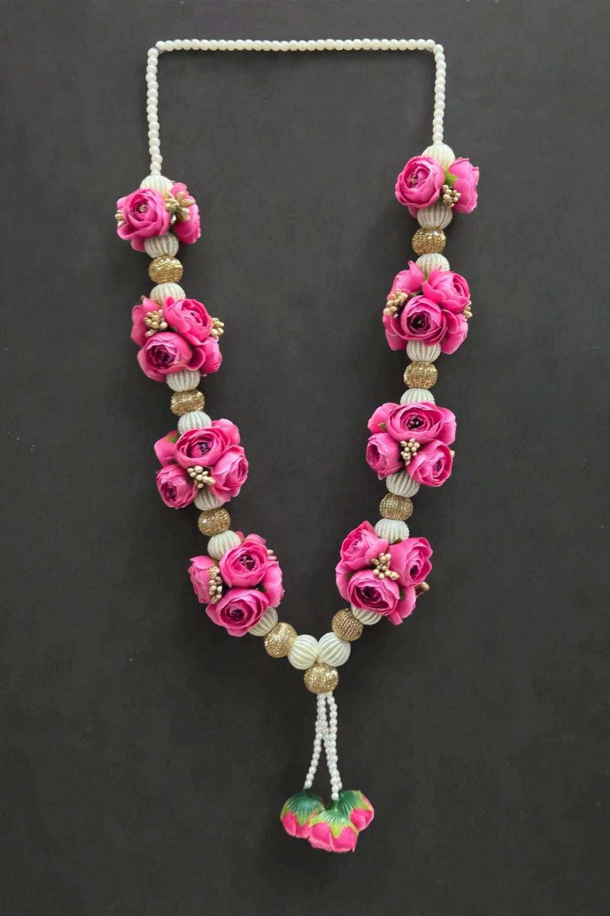 Beaded Pearl and Rose Bunch Garland - 30 inch