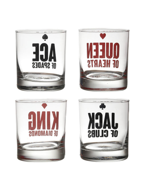 CARDS WHISKEY GLASS SET OF 4 (SET OF 4)
