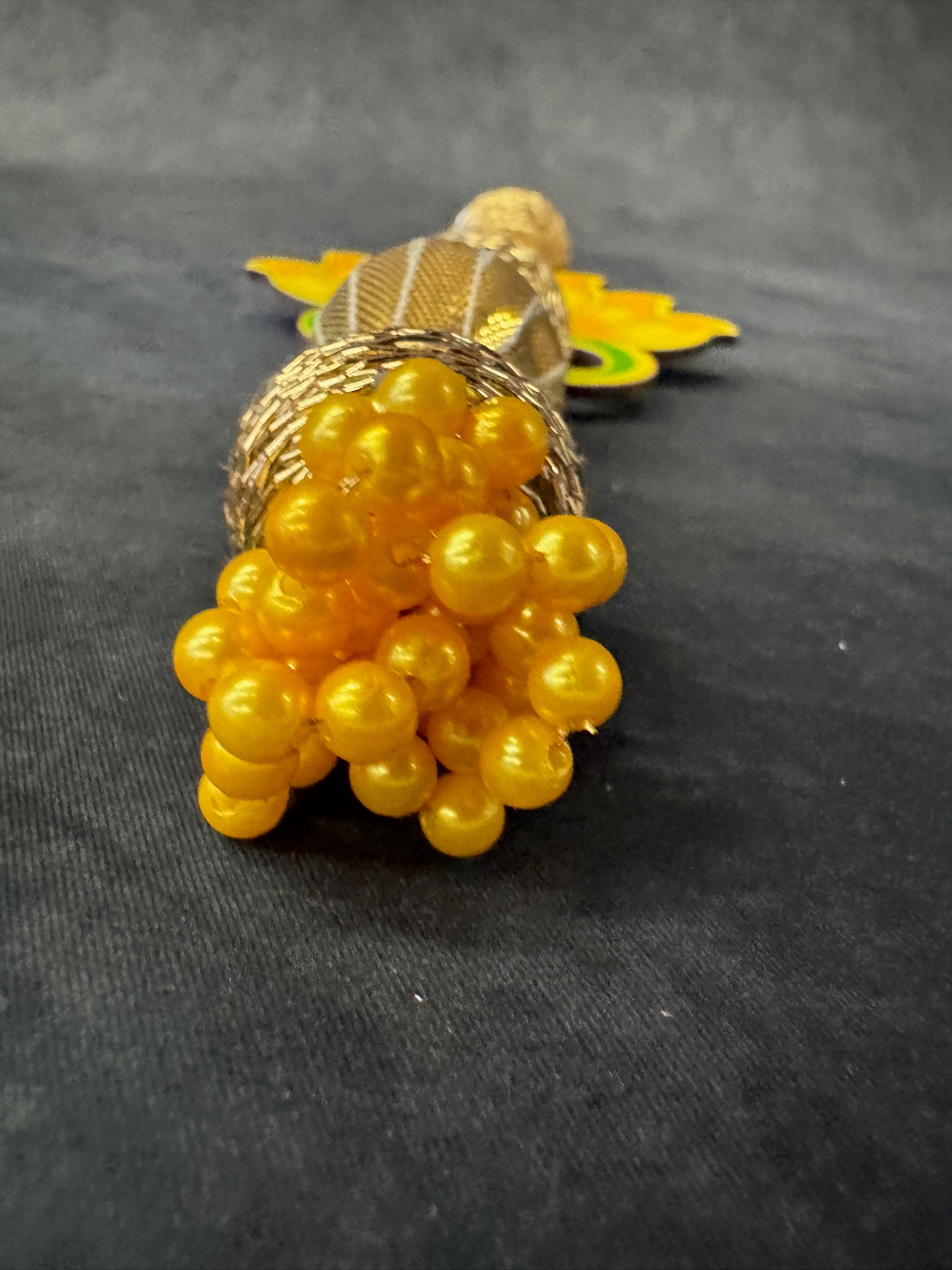 Pattered Lotus Hanging with Golden Ball Tassel