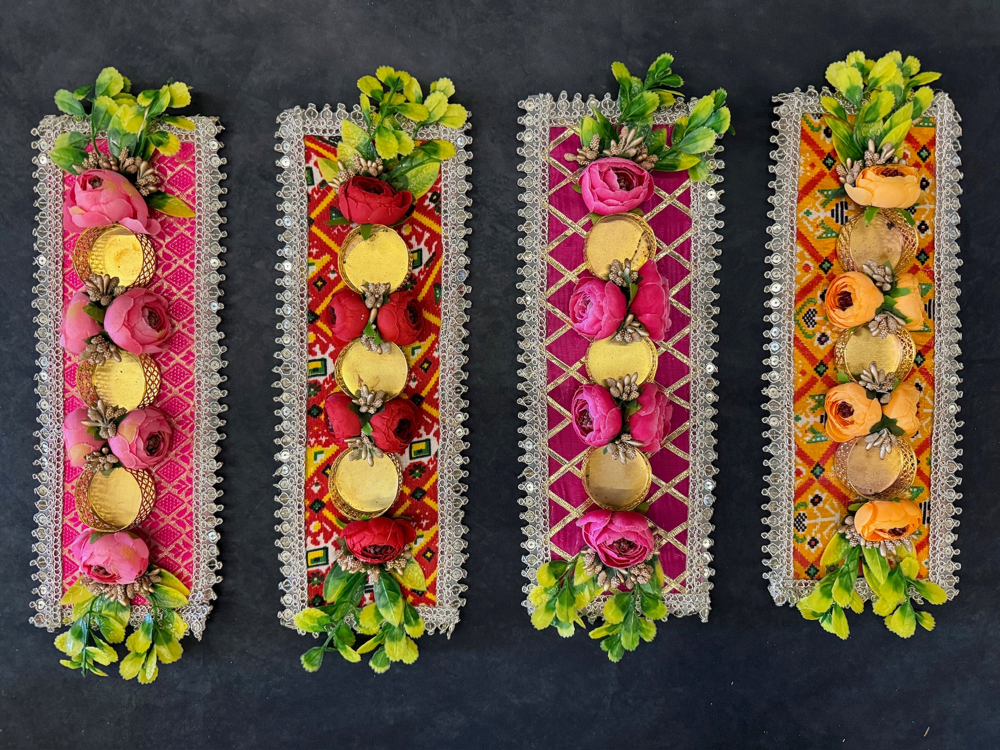 3 Tea lights On A Colorful Mat