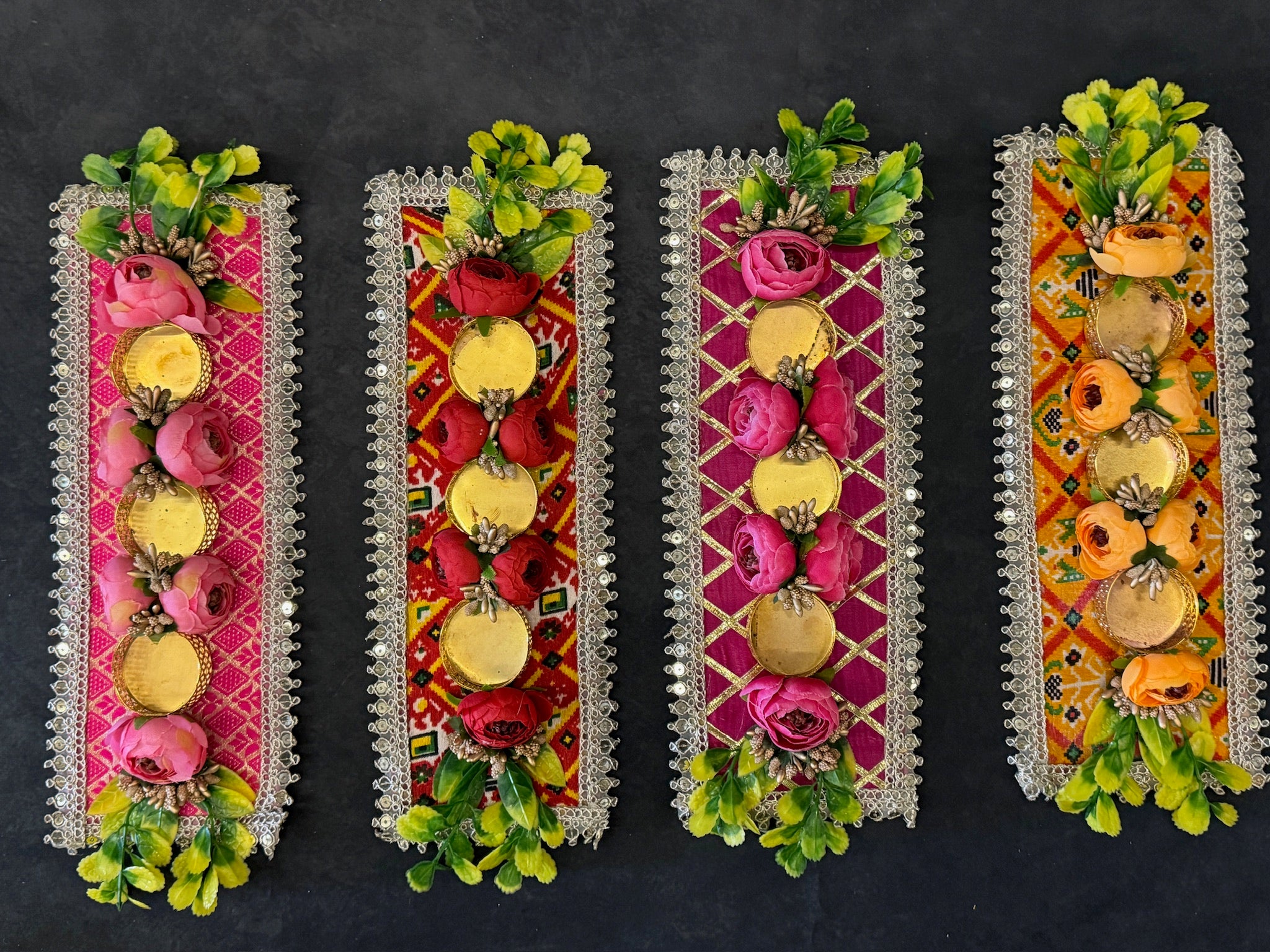 3 Tea lights On A Colorful Mat